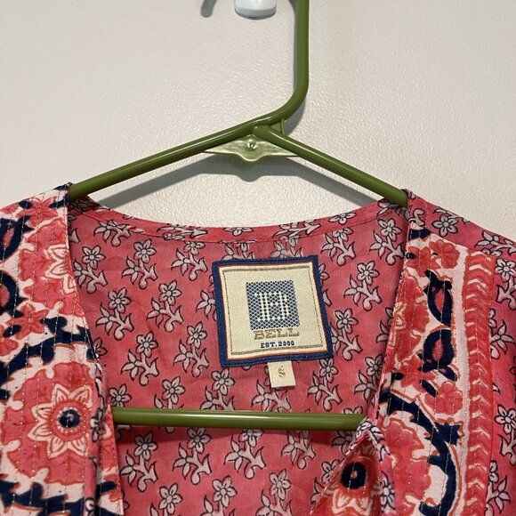 Bell by Alicia Bell Tuckernuck Pink Navy Printed Angel Flutter Sleeve Top Small - Picture 5 of 11
